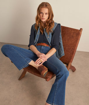 Picture of CAPUCINE LOOSE-FITTING OPENWORK AND EMBROIDERED INK BLOUSE